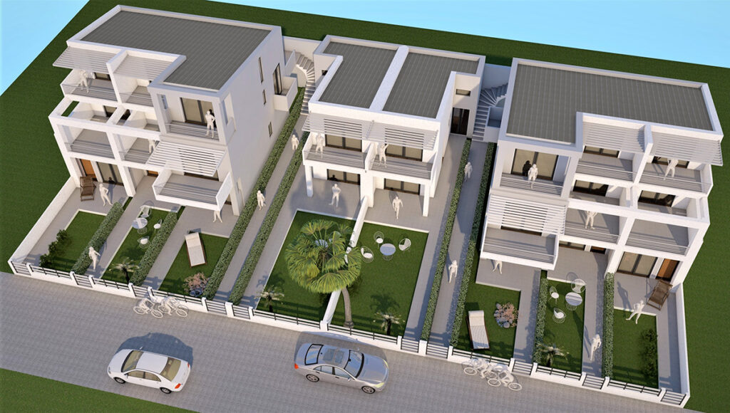 3D visualization of complex Dafni 2 properties with private backyards